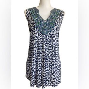 A Common Thread Women’s Blue and Green Cotton Blend Sleeveless Tunic Size XL